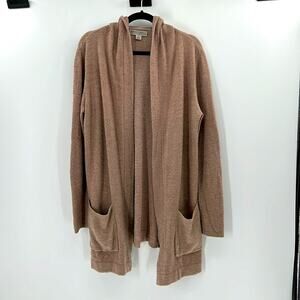 Barefoot Dreams CozyChic Ultra Lite Long Hooded Cardi - Tan - Medium